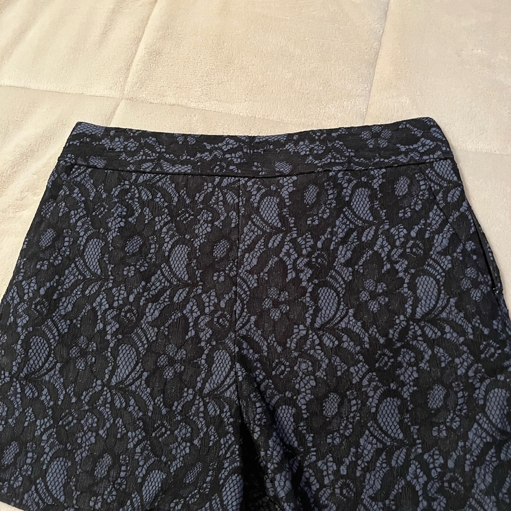 Express Black Lace High-Rise Shorts with Blue Underlay